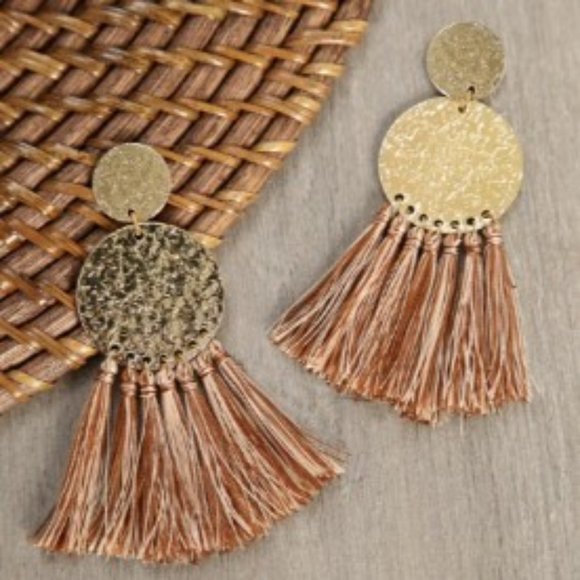 TRADED -NEW Gold & Bronze Tassel Dangle Earrings - Picture 2 of 4